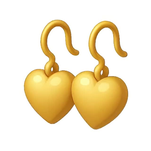 Stylish Gold Heart Earrings Stock Footage