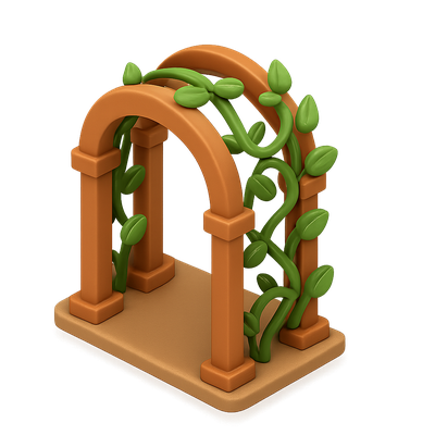 3D Bower Icon with Lush Greenery and Arch Design