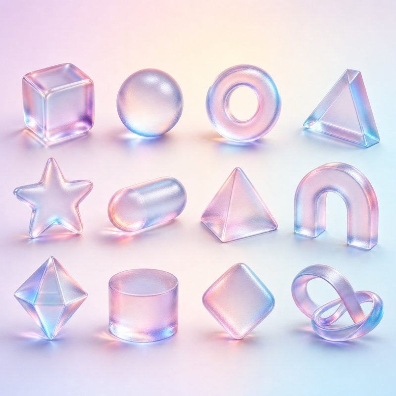 Frosted glass 3D shapes pack