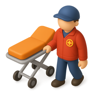 3D Paramedic Icon with Stretcher in Isometric View