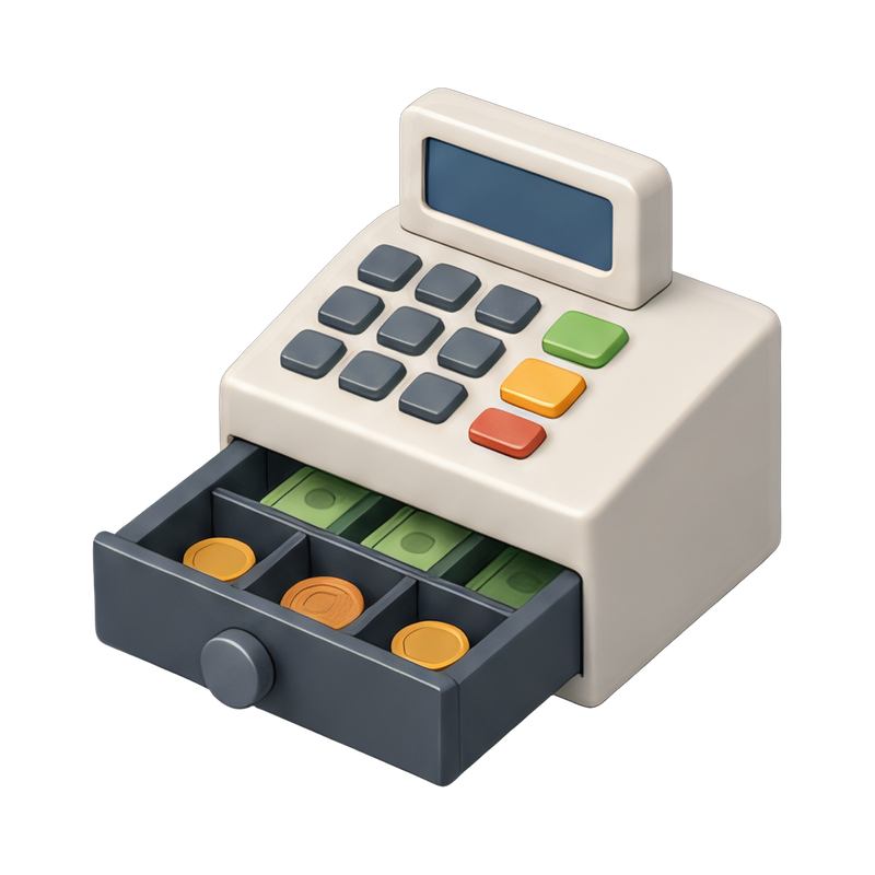 Open cash register drawer