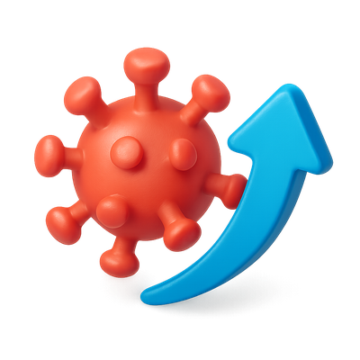 3D Isometric Icon of a Virus with Growth Arrow
