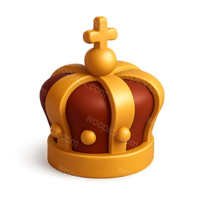 Colorful 3D Crown Icon with Decorative Elements