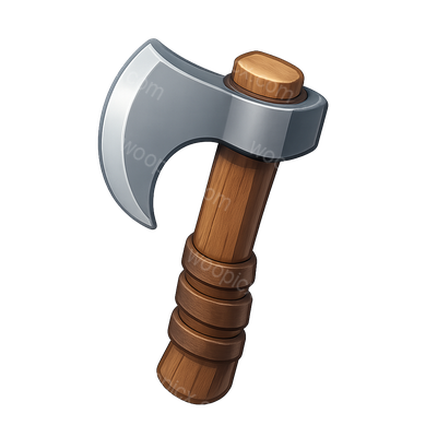 Stylized 3D Icon of a Woodcutter's Axe