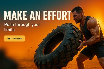 Motivational Fitness Image Featuring Tire Workout Challenge