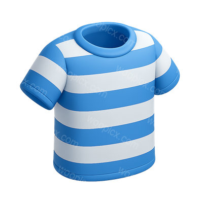 3D Blue and White Striped Shirt Icon in Isometric View