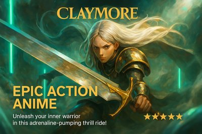 Dynamic Neon Design for Claymore Anime Promotion