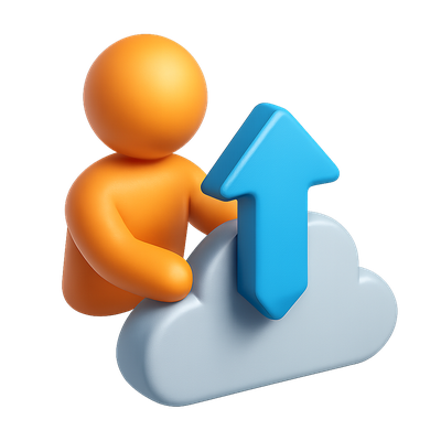 3D Upload Icon Representing Action with Volume Effect