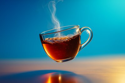 Dynamic Realistic Tea Cup with Steam Against Vibrant Background