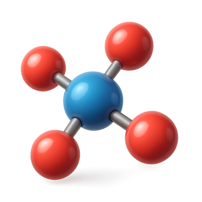 3D Molecular Icon with Isometric Design and Volumetric Effects