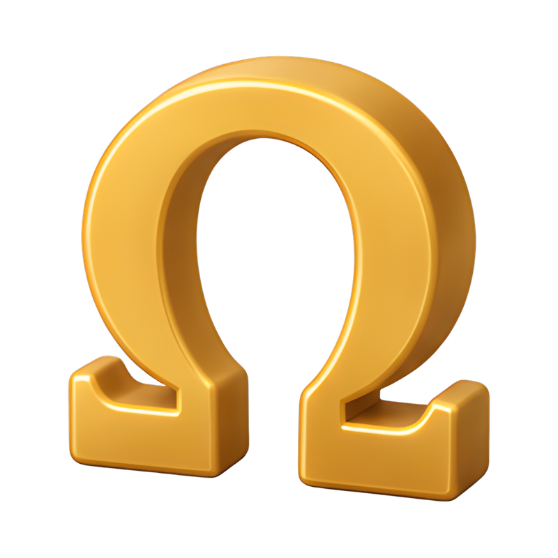 glossy omega letter symbol