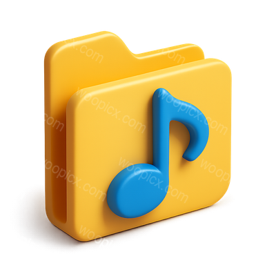 Colorful 3D Music Folder Icon with Note