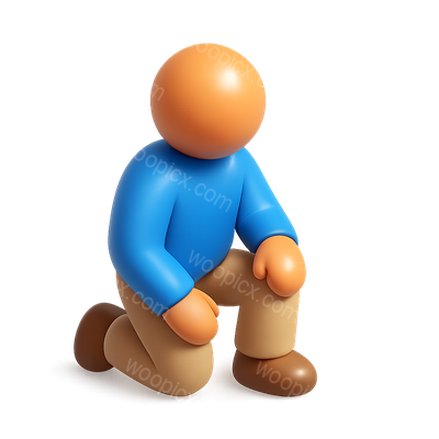 Colorful 3D Icon of Kneeling Person in Isometric View