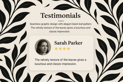 Elegant Black Leaf Pattern for Testimonials Section Design
