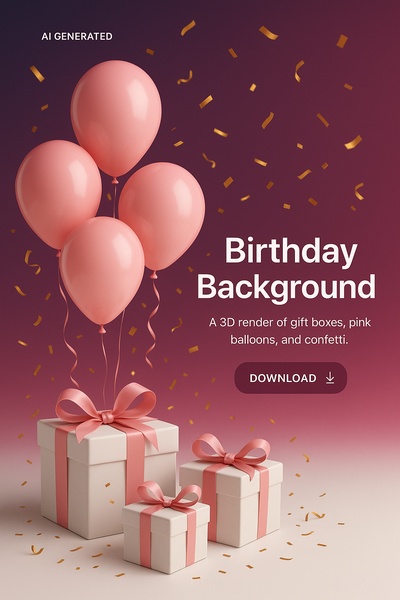 Stylish Birthday Background with Gift Boxes and Balloons