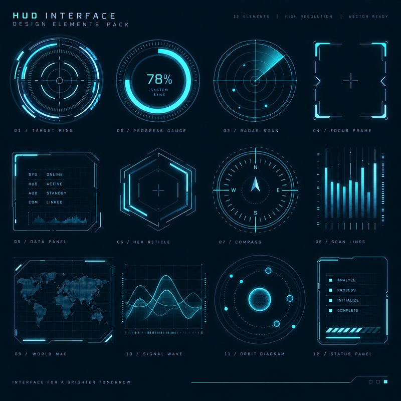 Futuristic HUD interface elements