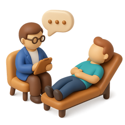 3D Therapy Session Icon with Therapist and Patient