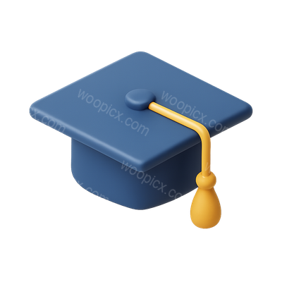 Stylized 3D Graduation Cap Icon with Isometric View