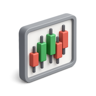 Stylized 3D Candlestick Chart Icon Representation