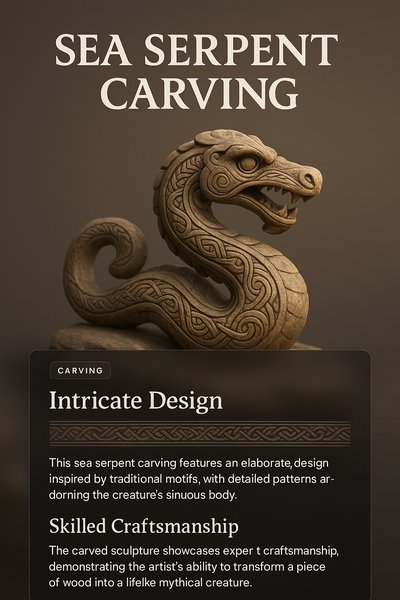 Intricate Sea Serpent Carving with Detailed Patterns