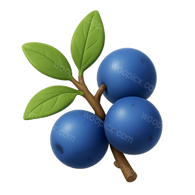 Stylized 3D Blackthorn Icon with Leaves