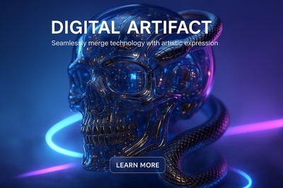 Hyperrealistic 3D Skull with Snake: A Technological Marvel