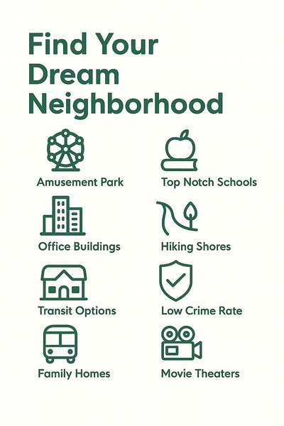 Neighborhood Features Infographic Highlighting Key Amenities