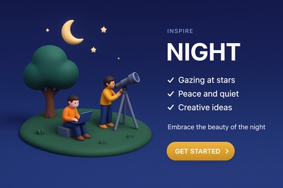 Charming Miniature Night Scene with Stargazers