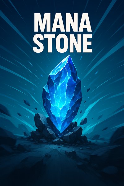 Dynamic Mana Stone Illustration with Bold Typography