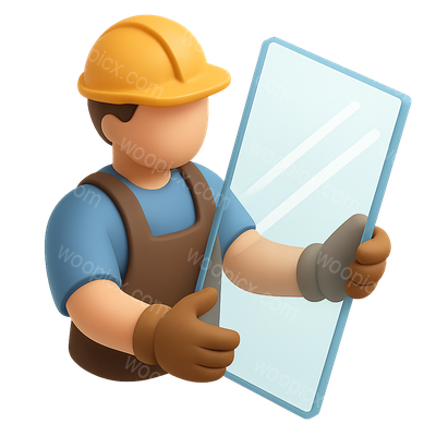 3D Glazier Icon Holding Glass Pane