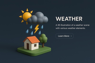 3D Weather Scene Illustration with Realistic Elements