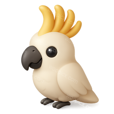 3D Cockatoo Icon in Isometric Style with Volume