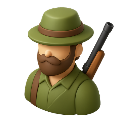 3D Icon of a Huntsman Game Character in Isometric View