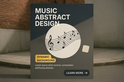 Dynamic Music Abstract Design with Notes and Text Elements