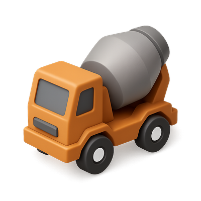 Colorful 3D Cement Mixer Icon for Construction Use