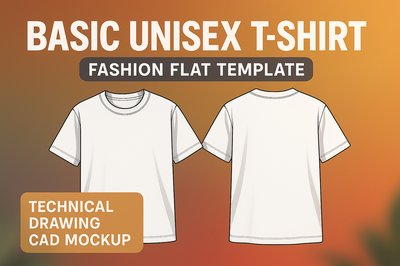 Fashion Flat Template for Unisex T-Shirt Design