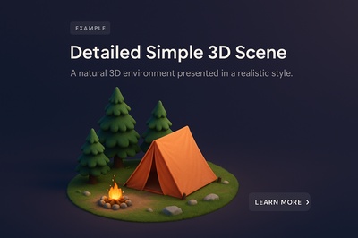 Realistic 3D Camping Scene with Tent and Fire