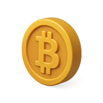 3D Render of a Bitcoin Coin with Glossy Finish