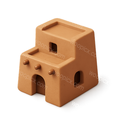 Stylized 3D Icon of a Miniature Adobe Structure