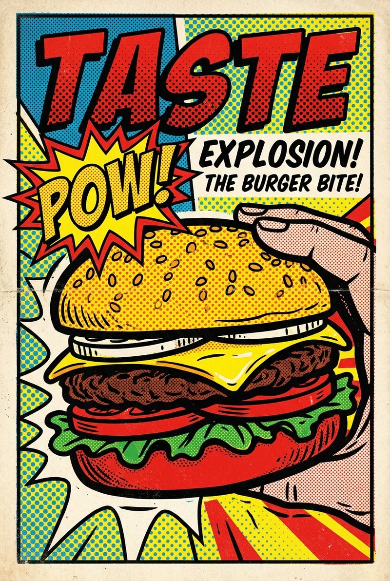 vibrant pop art burger design