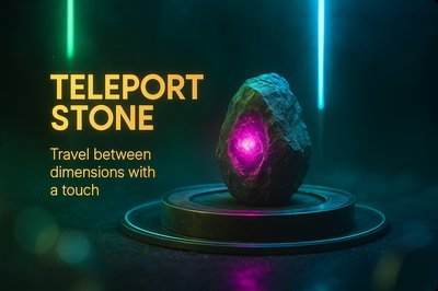 Stunning Neon Teleport Stone Design for Engaging Carousel Slides