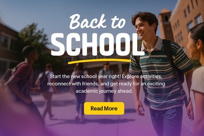 Exciting Back to School Scene in High School Yard