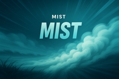 Dynamic Mist Illustration with Bold Typography