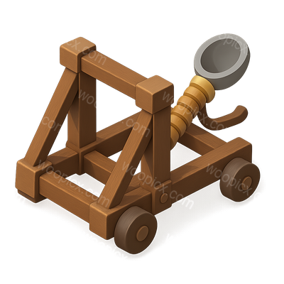 3D Wooden Catapult Icon for Game Design