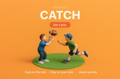 Engaging 3D Scene of Small Characters Playing Catch