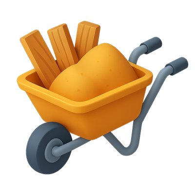 3D Isometric Cart Icon Filled with Materials