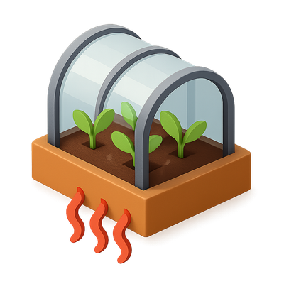 3D Greenhouse Icon with Growing Plants