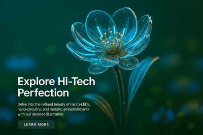 Spring Flower Meadow with Hi-Tech Elements and Neon Accents