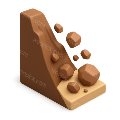 3D Isometric Icon of a Landslide with Rocks