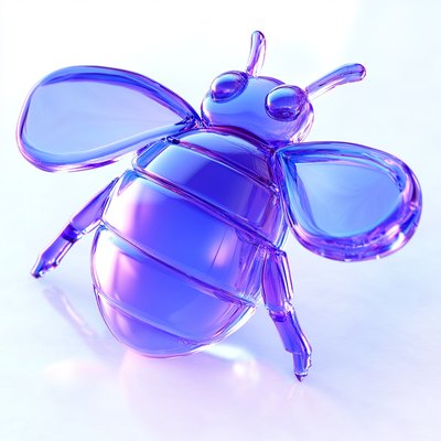 Stylized Glass Bee Sculpture in Vibrant Purple
